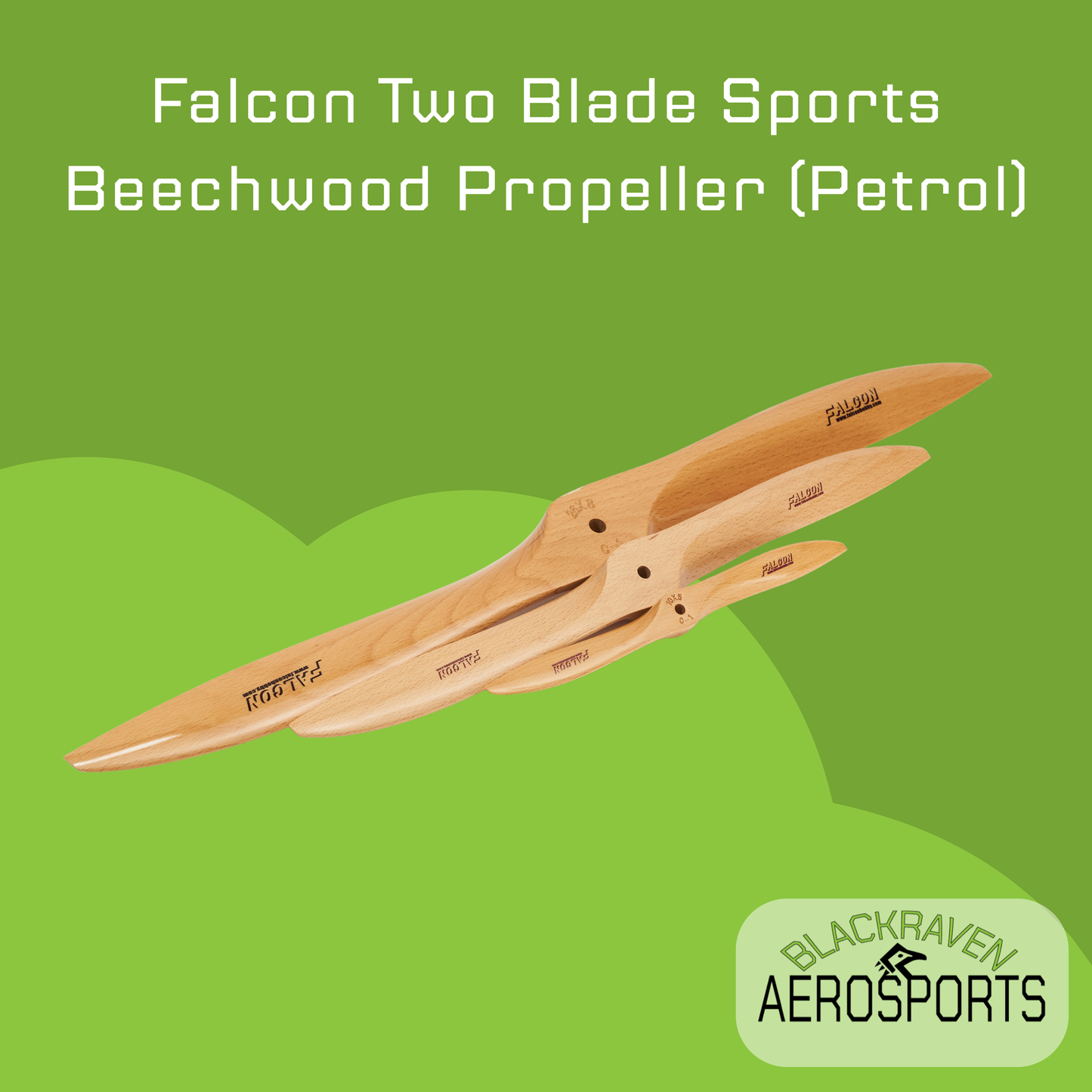 Falcon Two Blade Sports Beechwood Propeller (Petrol) (9'-31')