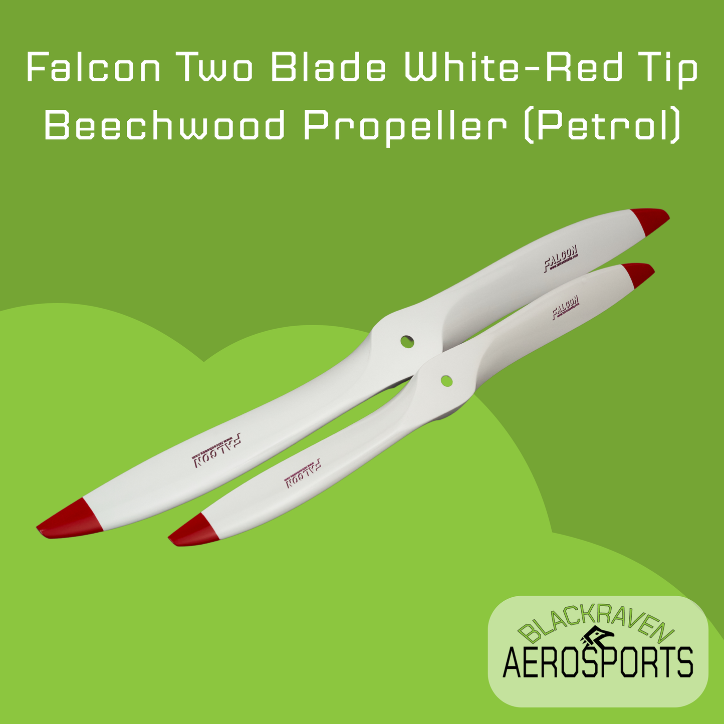 Falcon Two Blade White/Red Tip Beechwood Propeller (Petrol)