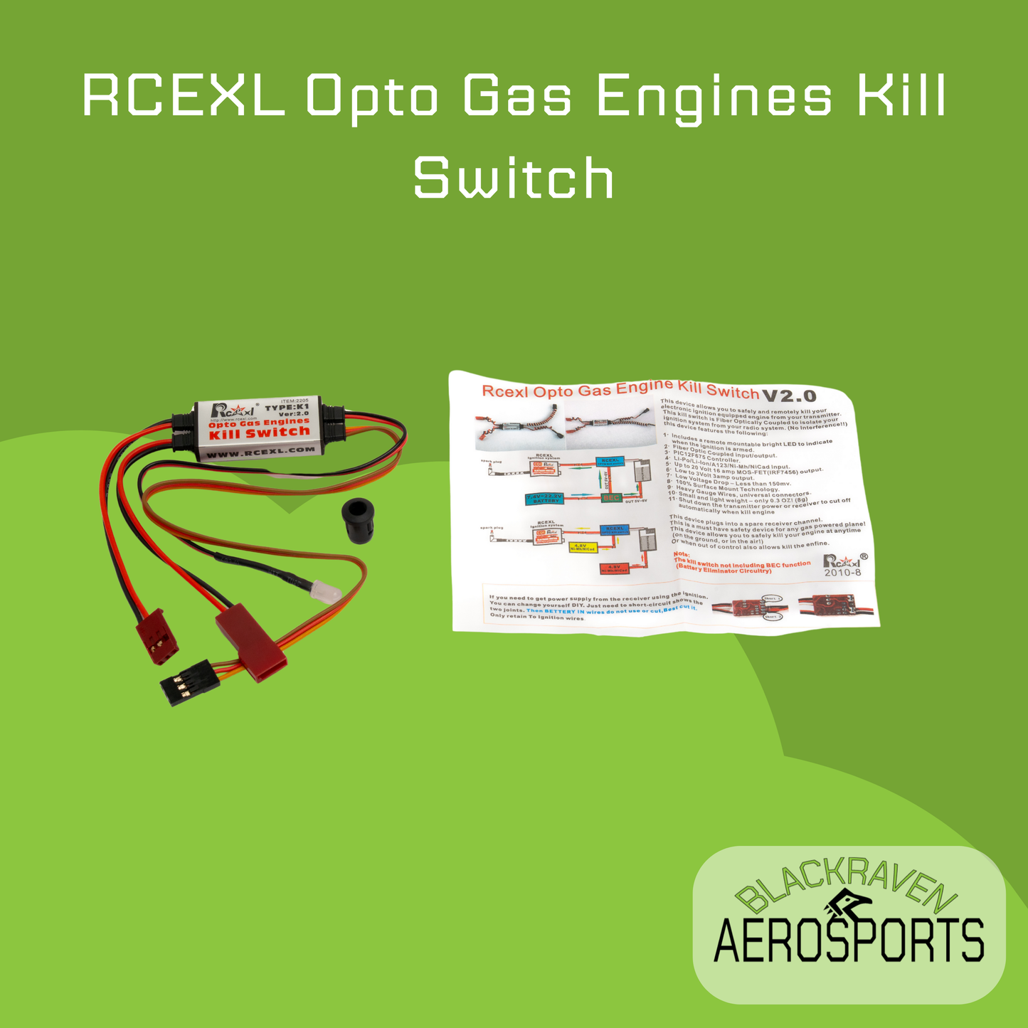 RCEXL Opto Gas Engines Kill Switch (Use Futaba Plug)