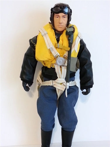 WWII German Luftwaffe Pilot figure for RC planes, wearing a classic flight suit and helmet, ideal for scale model aircraft.