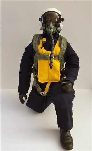 Korean Era Jet Pilot figure for RC planes, wearing a classic flight suit and helmet, ideal for scale model aircraft.