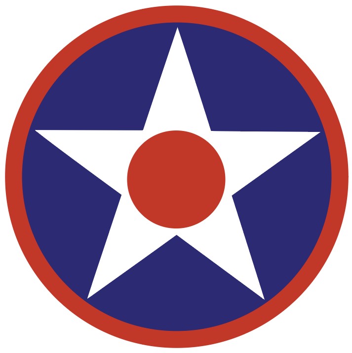 USAF - Roundel Blue Circle White Star Red Centre V2: USAF roundel with a blue circle, white star, and red center, representing the US Air Force's iconic symbol.