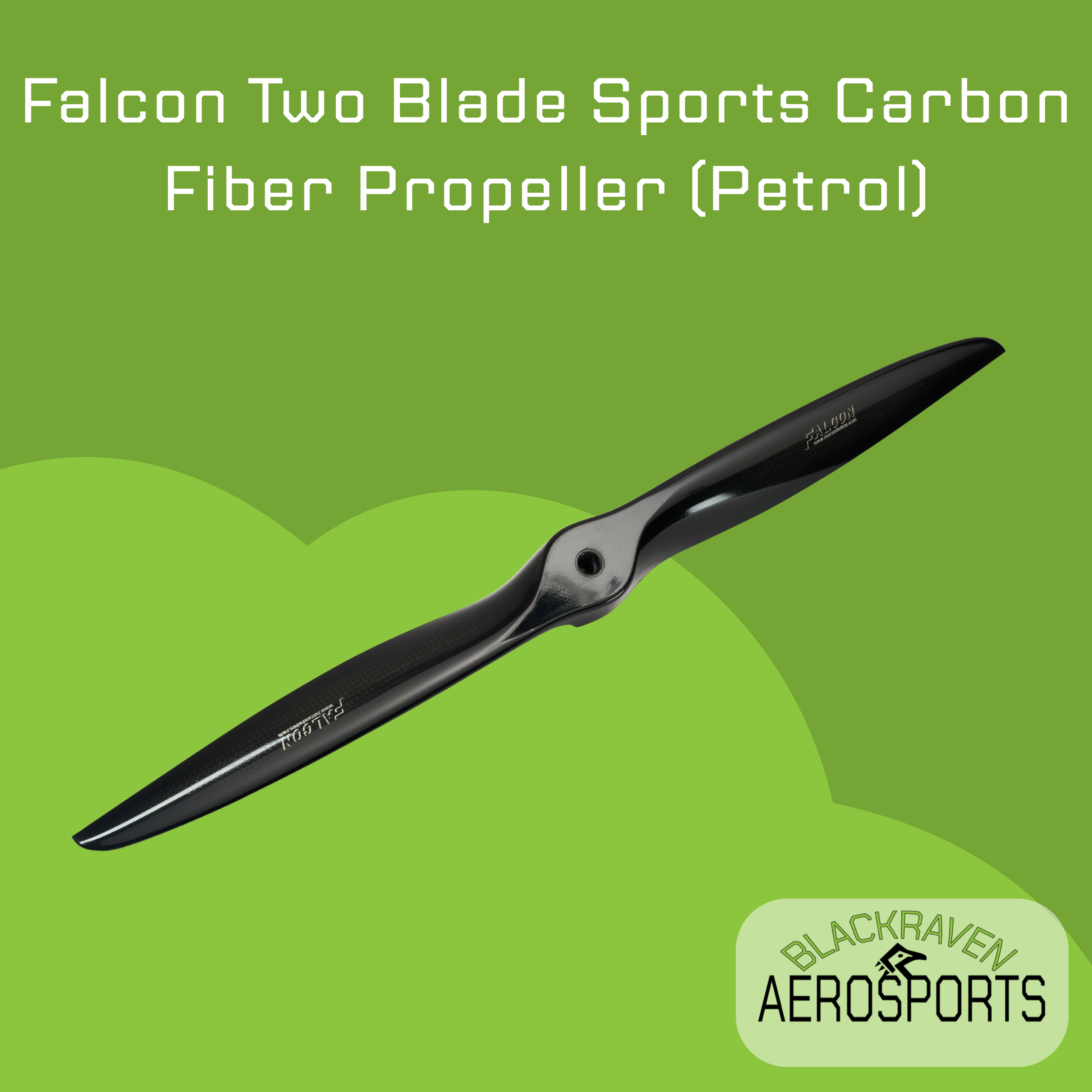 Falcon Two Blade Carbon Fiber Petrol Propellers – Black Raven Aerosports