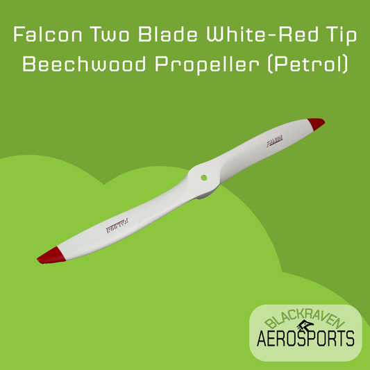 Falcon Two Blade White/Red Tip Beechwood Propeller (Petrol)