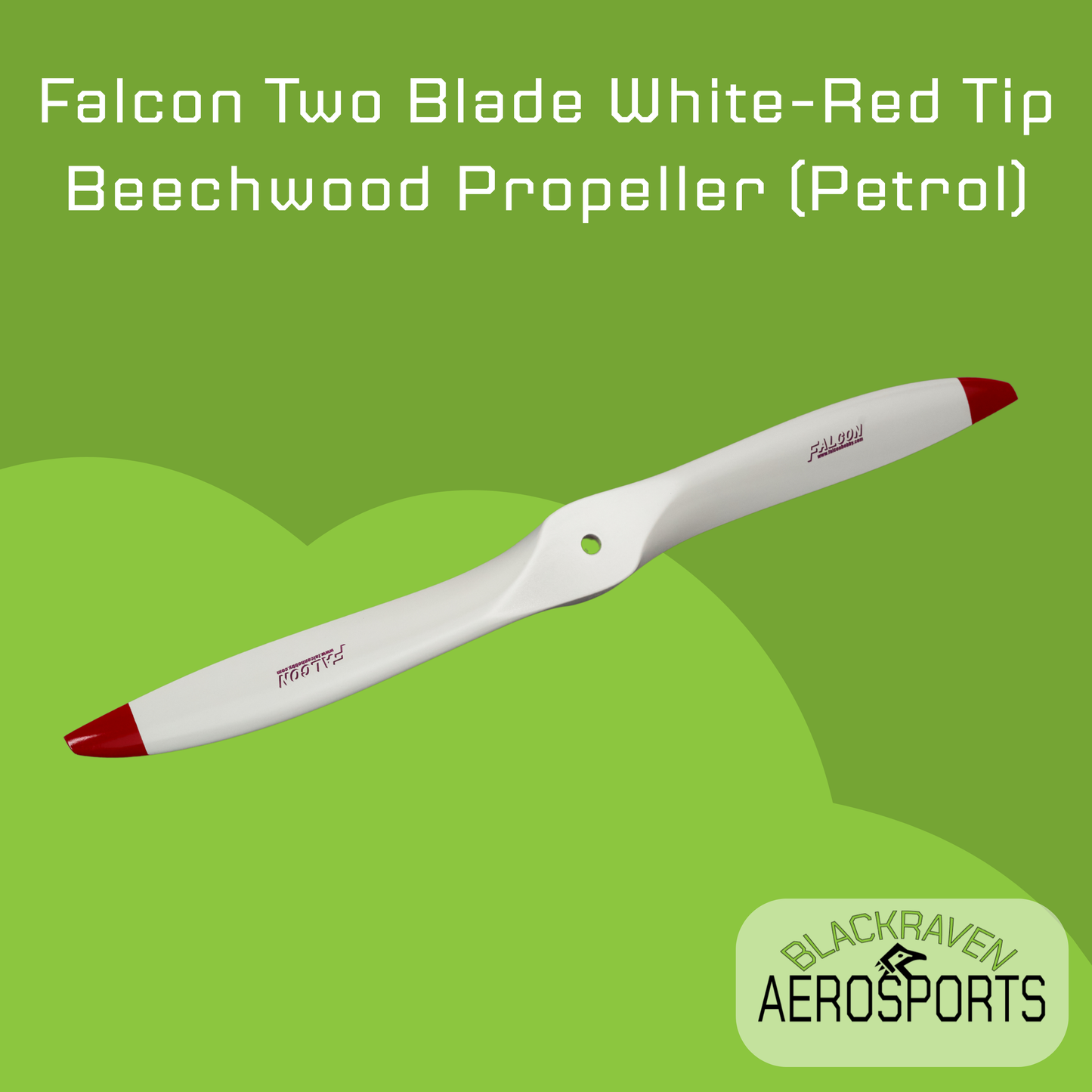 Falcon Two Blade White/Red Tip Beechwood Propeller (Petrol)
