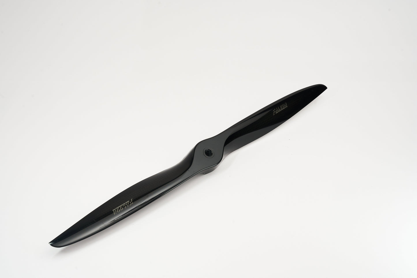 High-performance two-blade carbon fiber propeller by Falcon, ideal for petrol RC planes and aerobatic flying