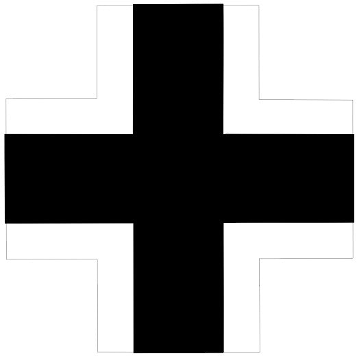 Luftwaffe - Black Cross with wide white border: Luftwaffe black cross with a wide white border, used as an emblem by the German Air Force in WWII.