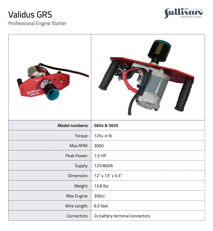 Validus GRS S654/S655 Professional Engine Starter Upto 350cc