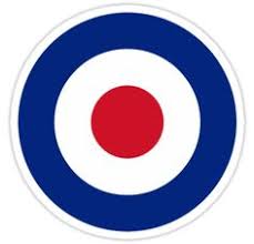 RAF - British Roundel - Type A - white outline: RAF British Roundel Type A with a white outline, featuring a red, blue, and white circle design.